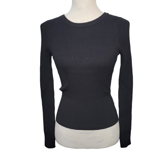 Express Sweaters - Express women's ribbed long sleeve Crew neck open back sweater black size XS